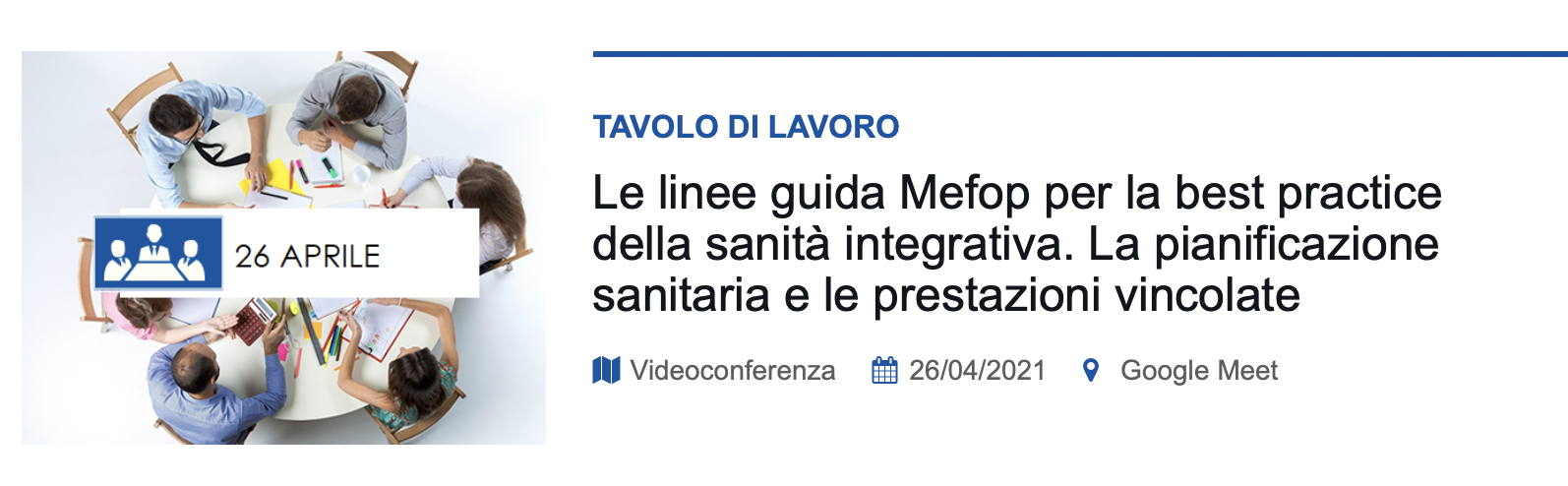 Le linee guida Mefop per la best practice della sanità integrativa. La pianificazione sanitaria e le prestazioni vincolate